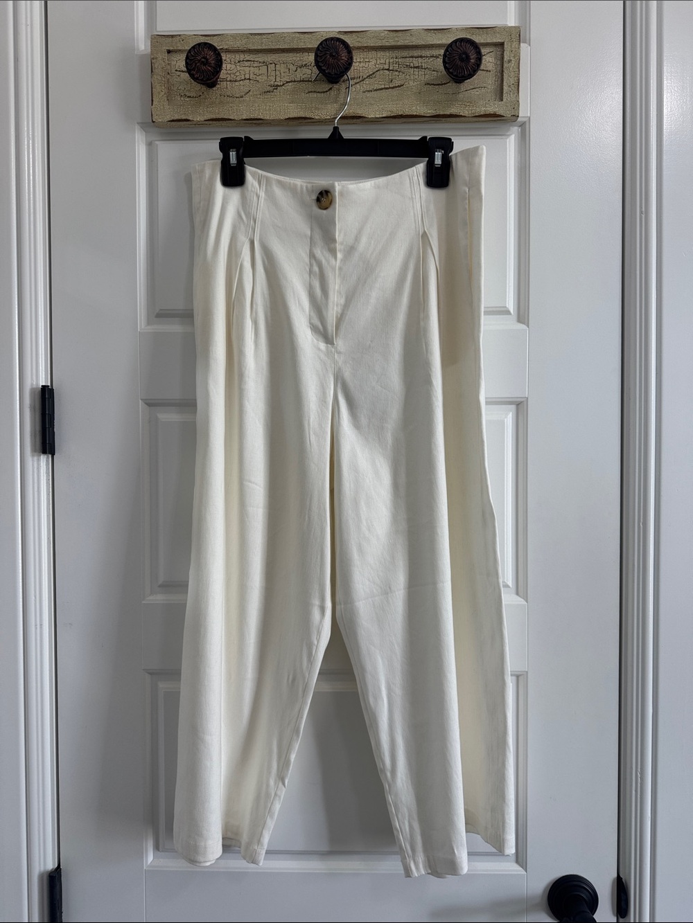 💕 MASAI Linen-Blend Wide-Leg High-Rise Women's Pants in Cream